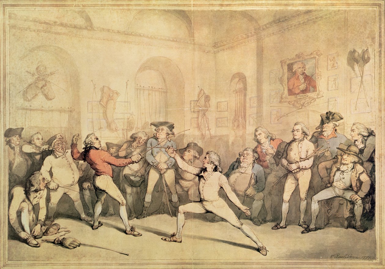 غرفة أنجيلو المبارزة ، حانة. 1787 (طباعة) بواسطة توماس رولاندسون