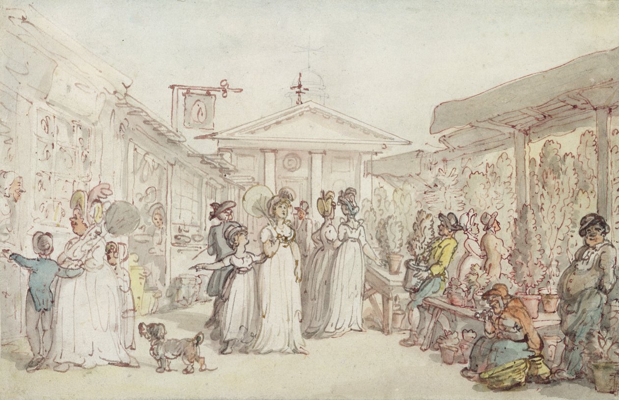 سوق كوفنت جاردن ، c.1795-1810 (قلم وحبر ، مرحاض وقلم رصاص على ورق منسوج) بواسطة توماس رولاندسون