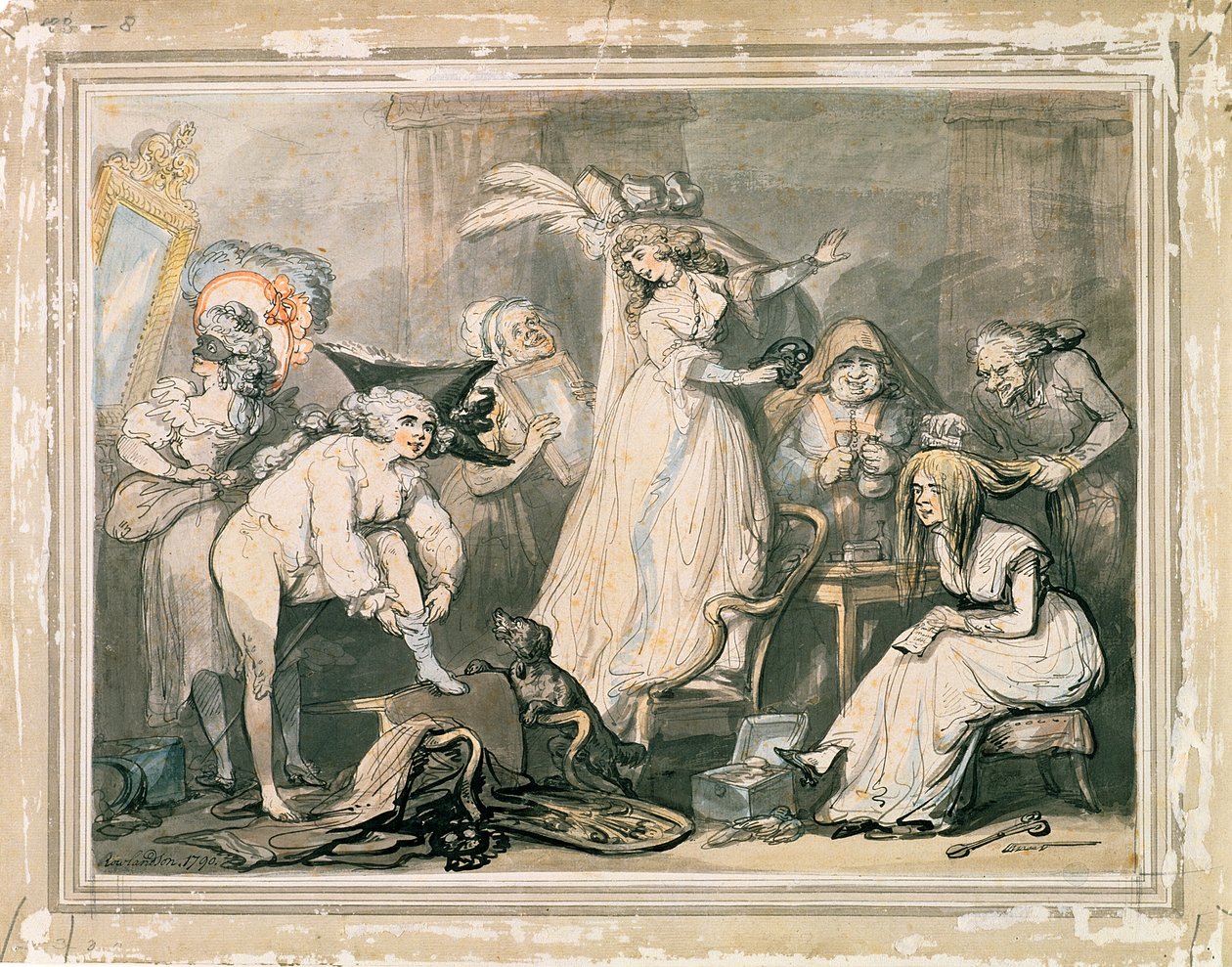تلبيس حفلة تنكرية ، 1790 (قلم ومرحاض فوق قلم رصاص على ورق) بواسطة توماس رولاندسون