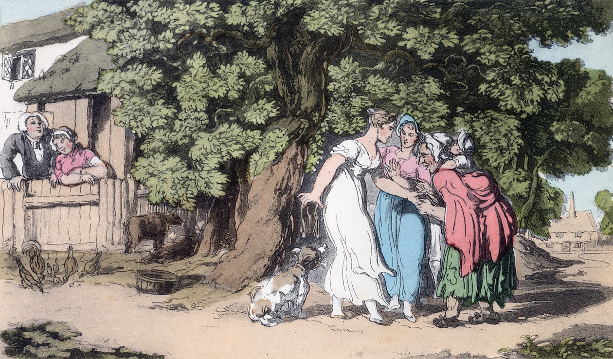 الكهانة ، التوضيح من "نائب ويكفيلد" بقلم أوليفر غولدسميث ، حانة. أكرمان ، 1817 (ألوان مائية يدوية) بواسطة توماس رولاندسون
