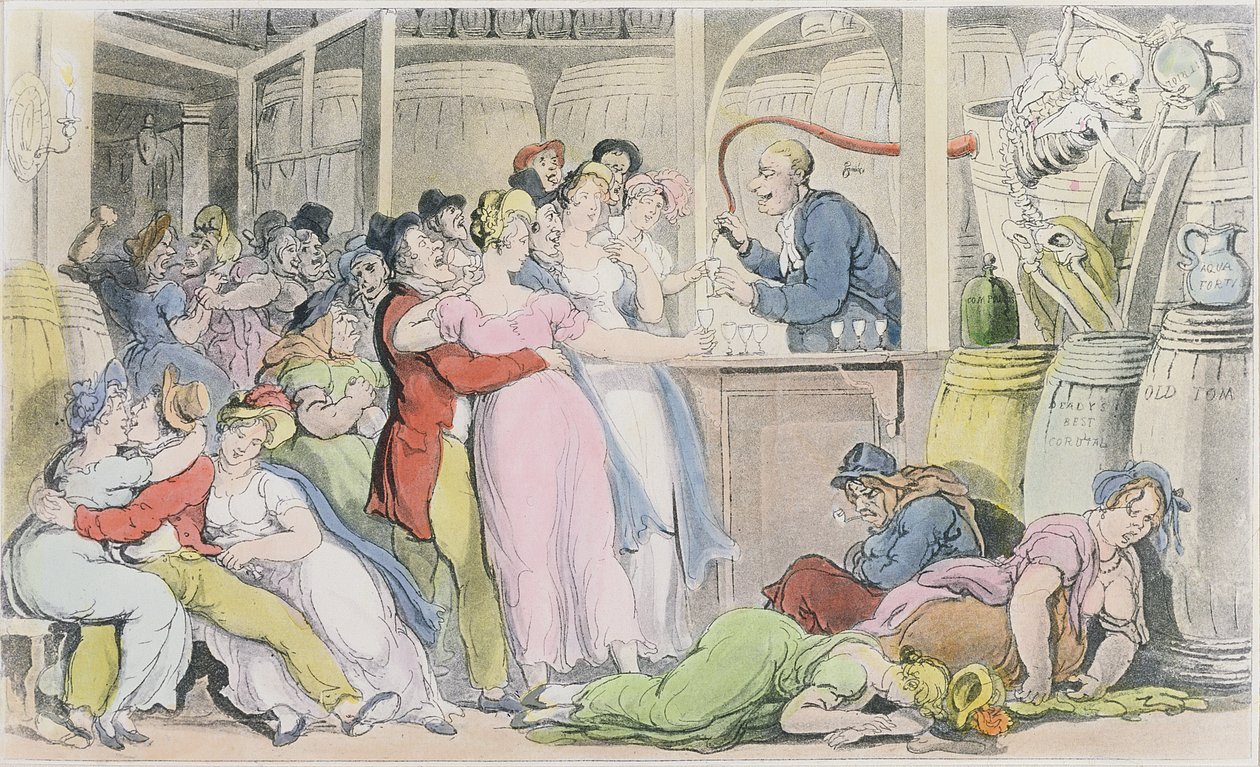 رسم توضيحي من "رقصة الموت الإنجليزية" بقلم ويليام كومب ، 1815 (أكواتنت) بواسطة توماس رولاندسون