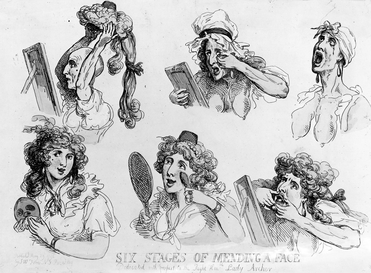 "ست مراحل صنع وجه" ، طبع بواسطة SW Fores ، 1792 بواسطة توماس رولاندسون