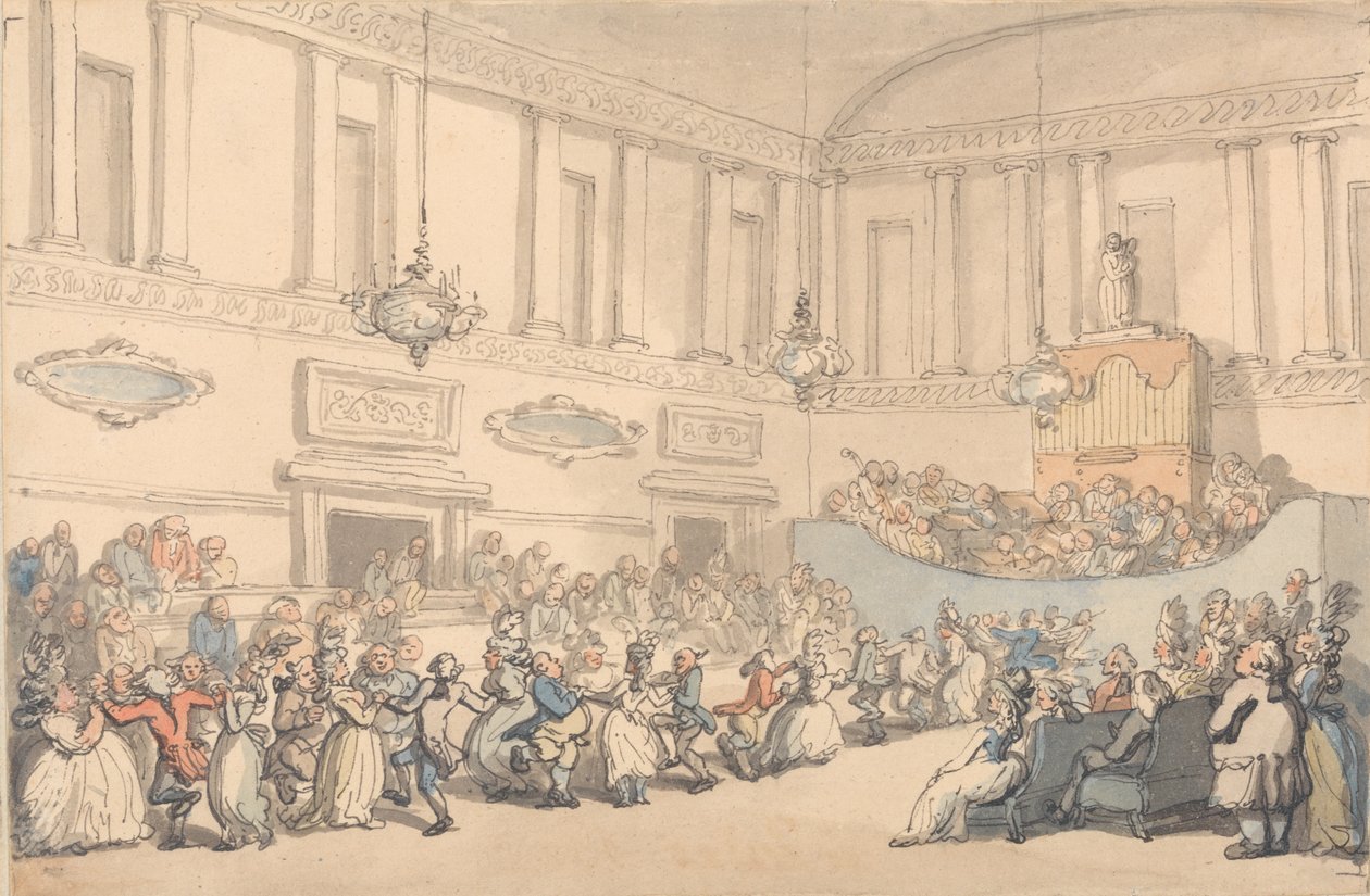 The Ball ، من "Scenes at Bath" (قلم وحبر ومرحاض على ورق) بواسطة توماس رولاندسون