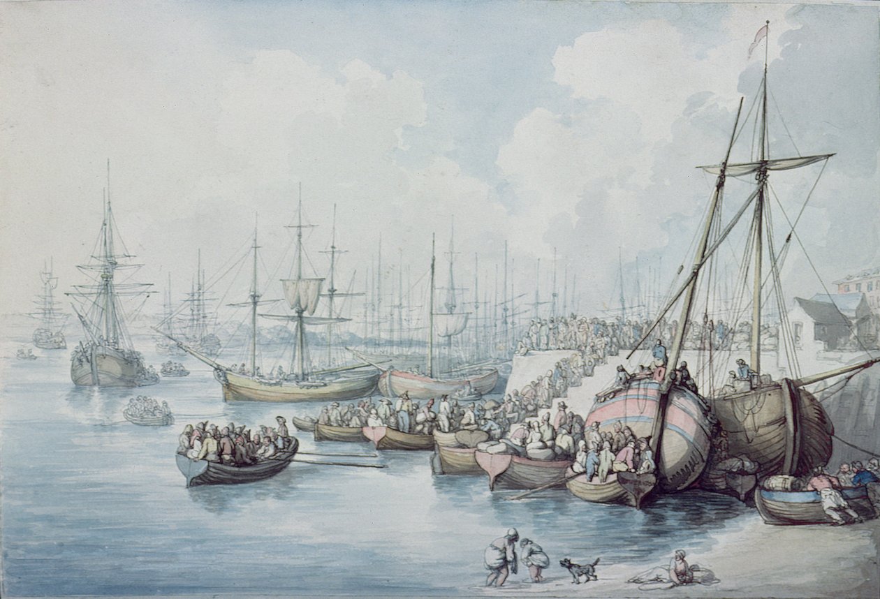 إنزال ملوك تولون في ساوثامبتون عام 1794 بواسطة توماس رولاندسون