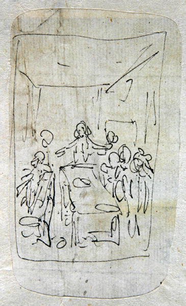 العشاء الأخير ، 1760-90 (قلم وحبر مع طلاء فوق الجرافيت على الورق) بواسطة توماس رولاندسون