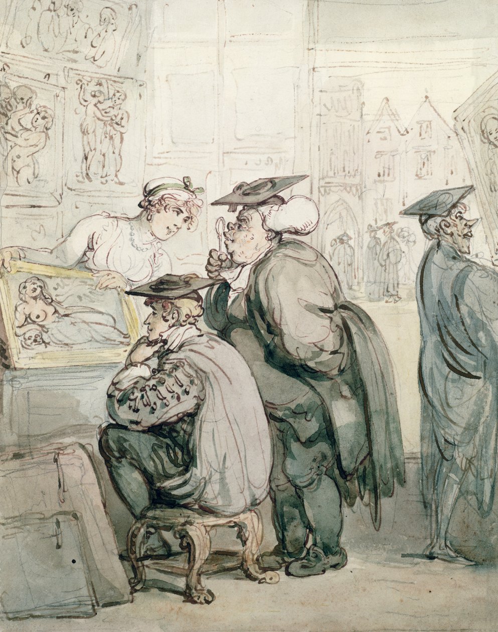 الردهة في Old Print Shop ، أكسفورد (حبر ومرحاض على ورق) بواسطة توماس رولاندسون