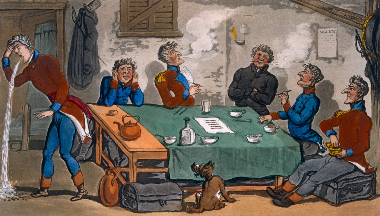 المغامرات العسكرية لجوني نيوكومب ، مع سرد لحملته في شبه الجزيرة ، وفي بال مول ، 1816 (النقش الملون باليد والألوان المائية) بواسطة توماس رولاندسون