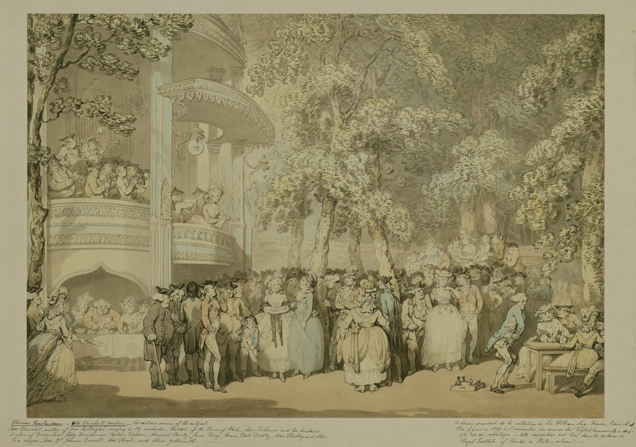 حدائق فوكسهول ، ج 1784 (اغسل ومرح مع قلم وحبر بني فوق قلم رصاص على ورق) بواسطة توماس رولاندسون