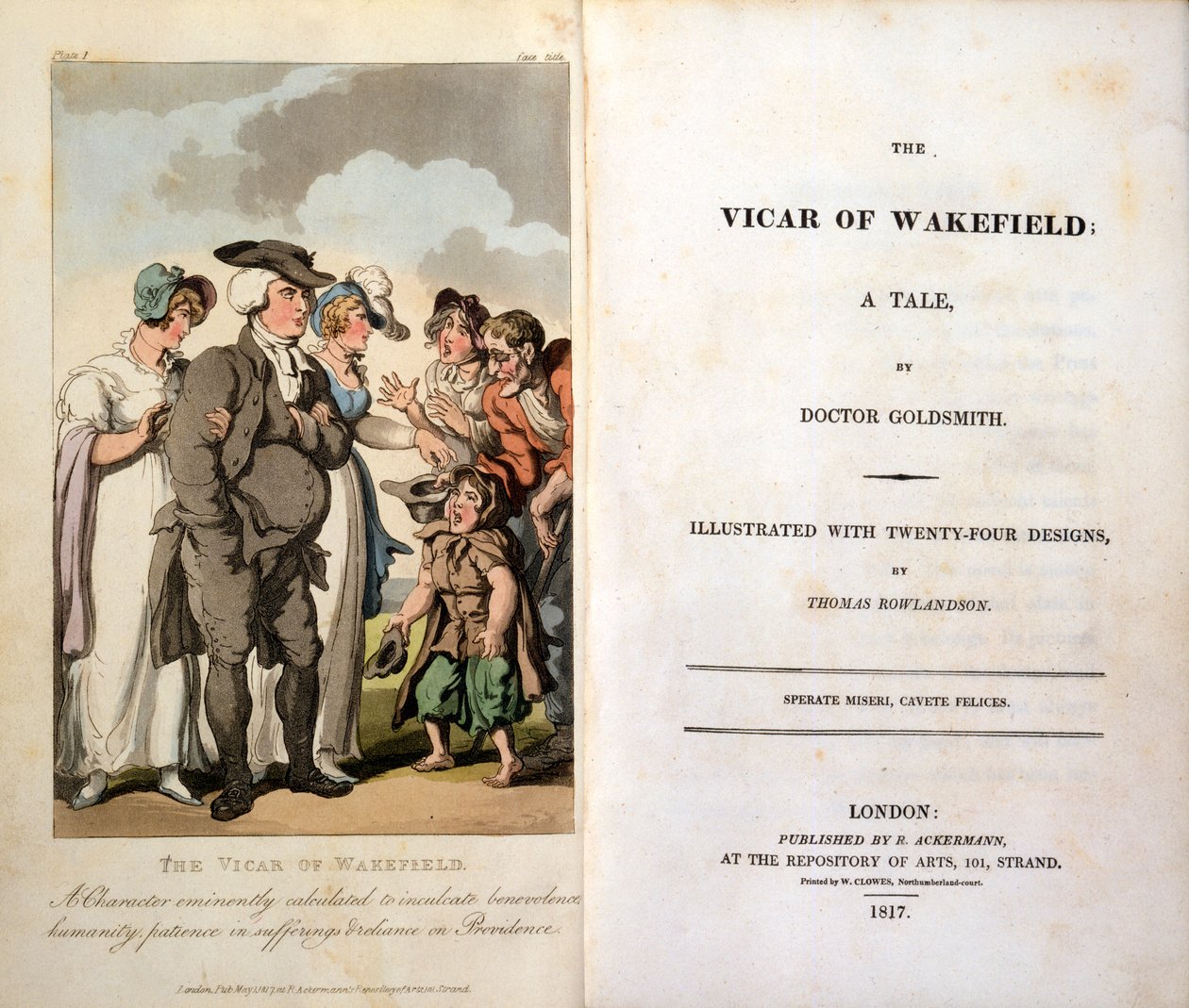 نائب ويكفيلد من أوليفر جولدسميث ، Frontispiece ، 1817 بواسطة توماس رولاندسون
