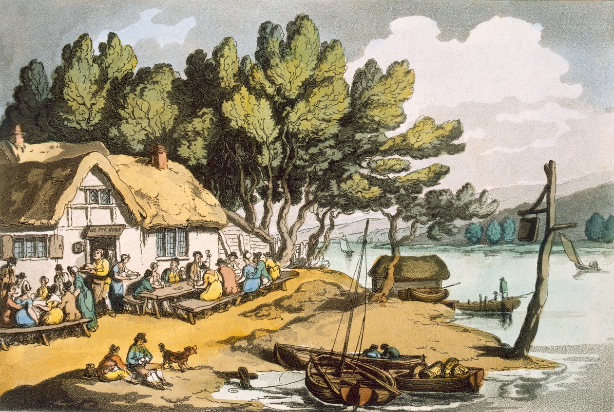 عرض بالقرب من نيوبورت ، جزيرة وايت ، من "اسكتشات من الطبيعة" ، نُشر عام 1822 (النقش الملون) بواسطة توماس رولاندسون