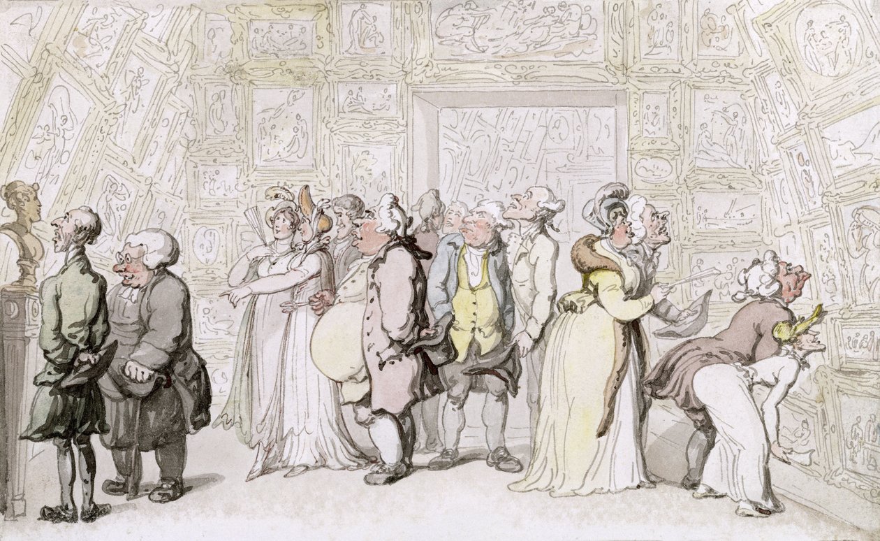 مشاهدة في الأكاديمية الملكية ، c.1815 (قلم وحبر ومرحاض على ورق) بواسطة توماس رولاندسون