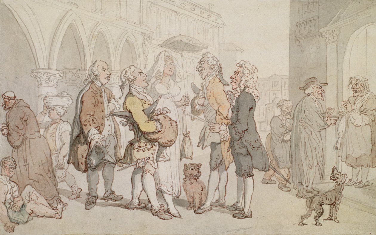 زوار في البندقية ، c.1810 (قلم ، حبر بني ومرحاض على ورق) بواسطة توماس رولاندسون