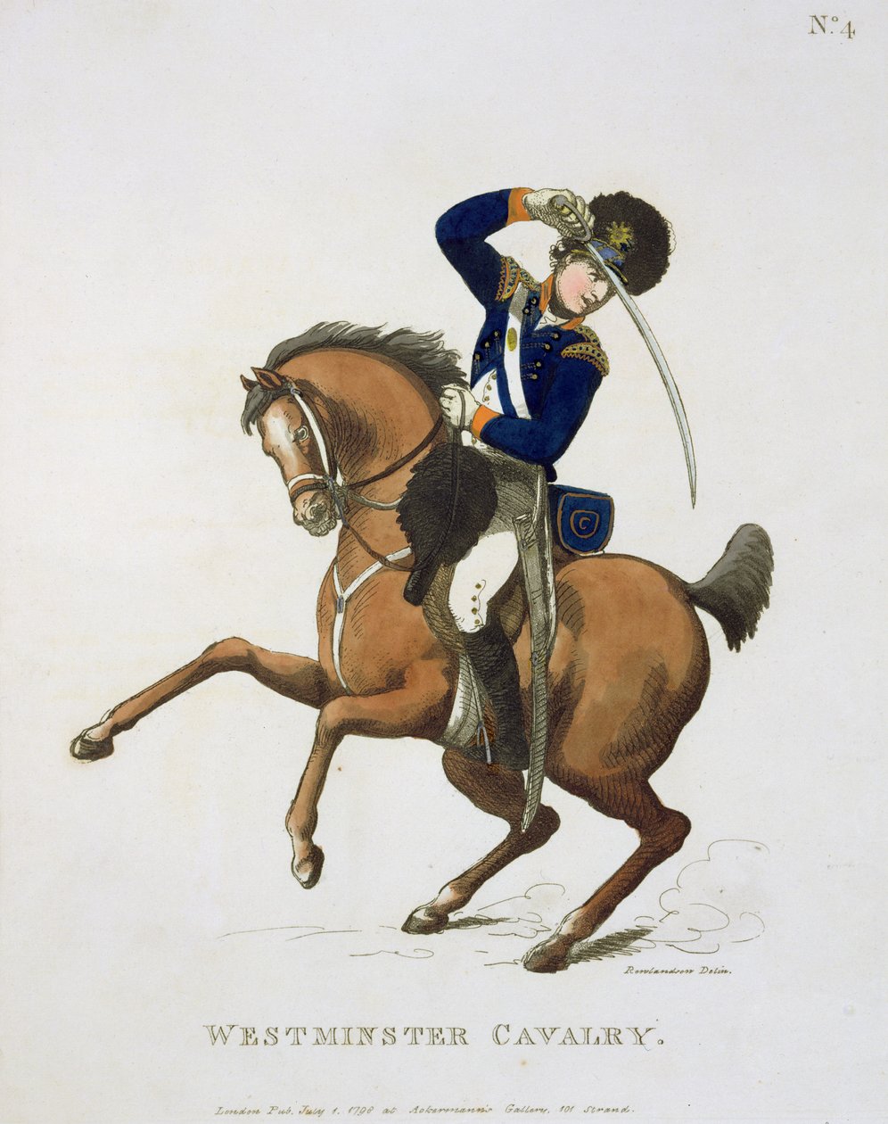 Westminster Cavalry Volunteer ، اللوحة 4 من "Loyal Volunteers of London and Environs" ، تم نشره عام 1798 بواسطة توماس رولاندسون