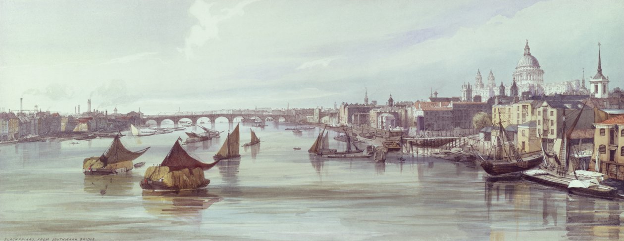 كاتدرائية القديس بولس وبلاكفريرس ، 1842 (طباعة) بواسطة توماس شوتر بويز