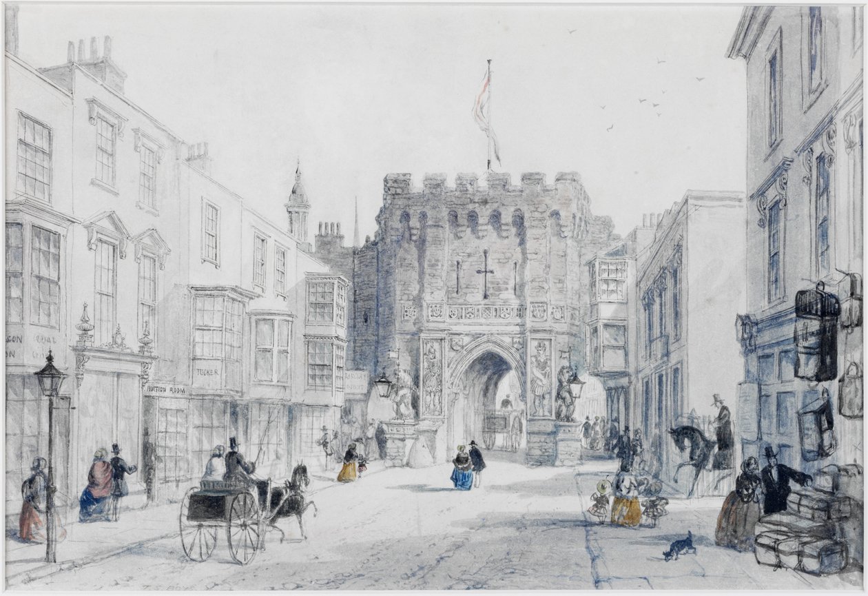 The Bar Gate، Southampton (حبر وألوان مائية على البطاقة) بواسطة توماس شوتر بويز