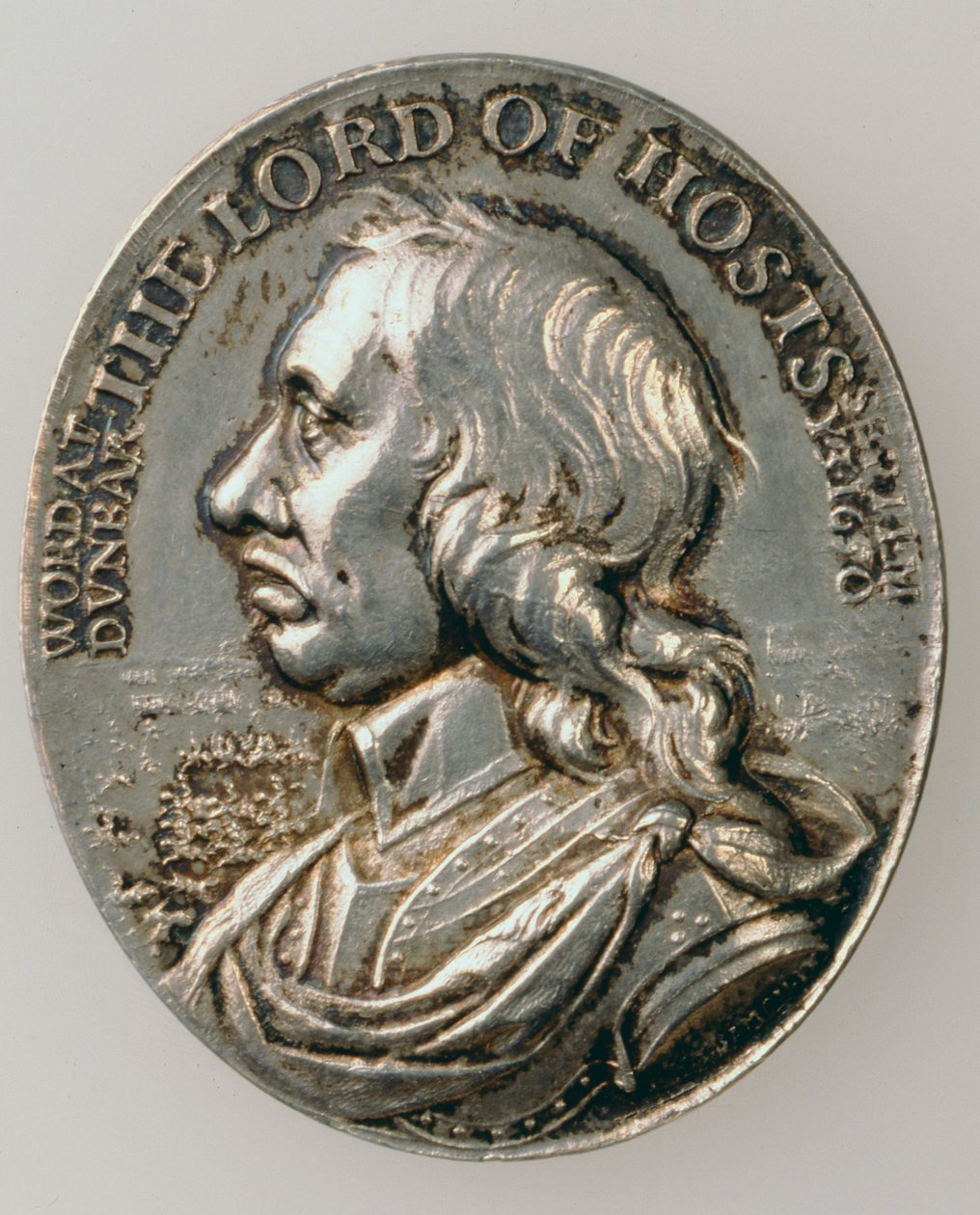 ميدالية دنبار تصور أوليفر كرومويل (1599-1658) 1650 (الوجه) (الفضة) (للخلف انظر 168066) بواسطة توماس سيمون
