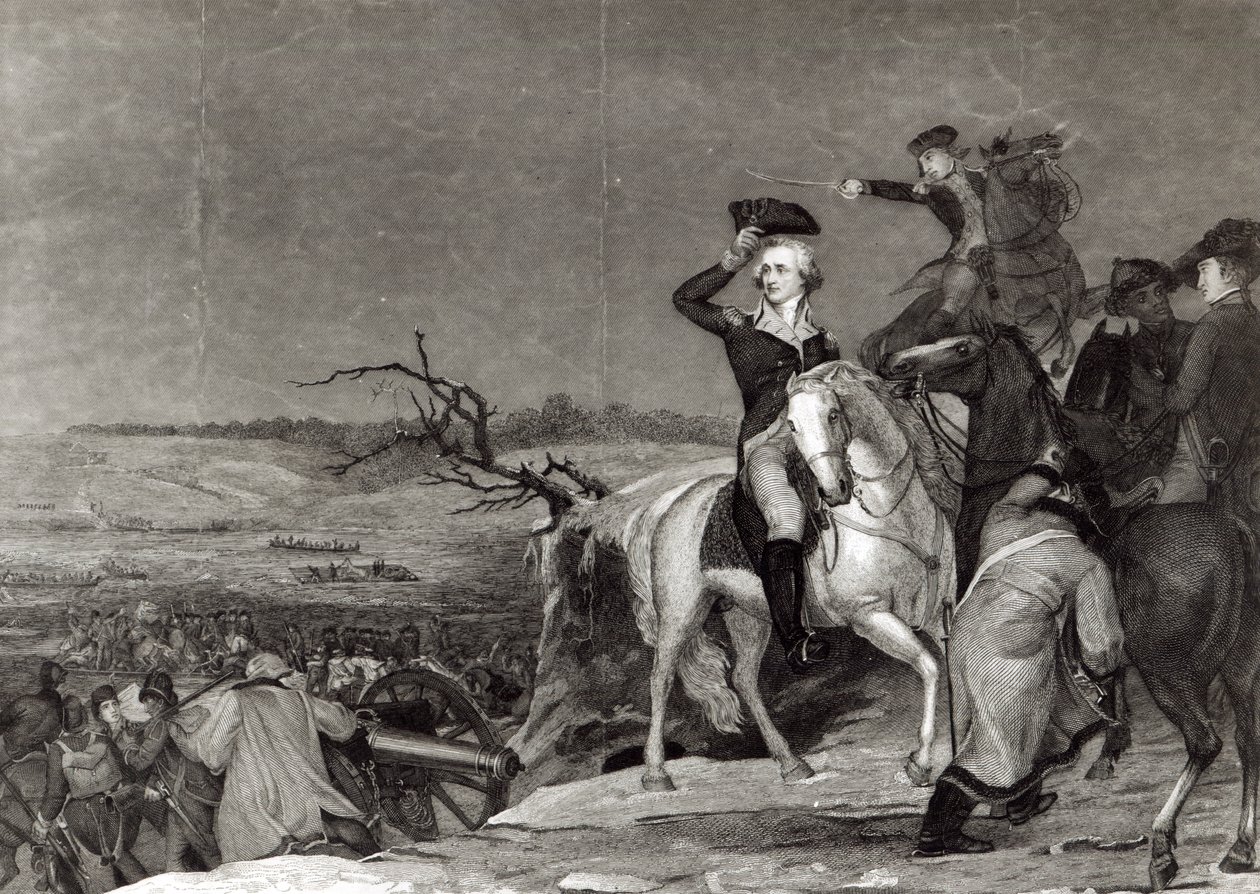 مرور ديلاوير في عام 1776 ، نقشت بواسطة JN Gimbrede من أجل "مرآة نيويورك" بواسطة توماس سولي
