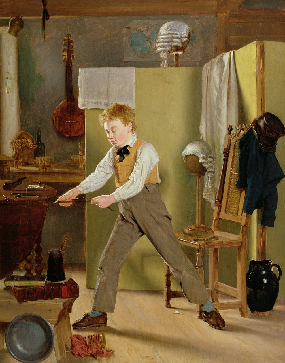 المبتدئ أو الممارسة في Wigmaker يجعل الكمال ، c.1823 بواسطة جيد توماس السيف
