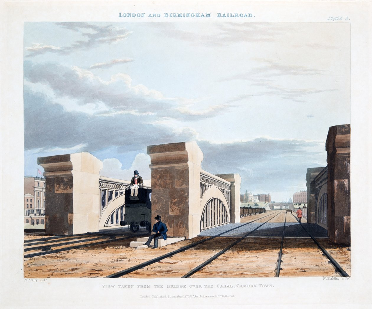 منظر مأخوذ من الجسر فوق القناة ، مدينة كامدن ، 1837 (نقش يدوي) بواسطة توماس تالبوت بيري