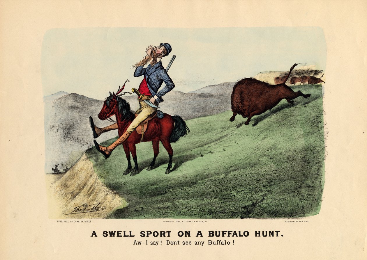 رياضة تضخم في مطاردة جاموس ، حانة. بواسطة Currier und Ives ، 1882 بواسطة توماس وورث