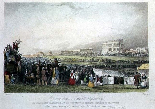 سباقات إبسوم في يوم ديربي ، 1841 ، (نقش يدوي) بواسطة توماس ألوم