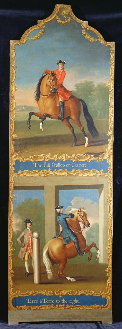 `` The Gallop or Carriere &39;&39; (أعلى) و "Terre a Terre إلى اليمين" (أسفل) ، ج .1750 بواسطة توماس ، من Pall Mall Butler