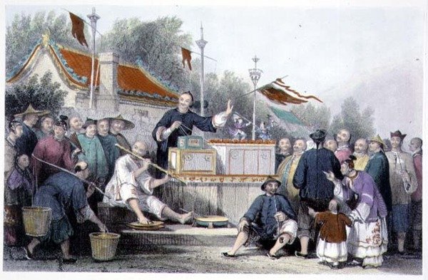عرض راري في Lin-Sin-Choo ، من "الصين في سلسلة من المشاهدات" لجورج نيوينهام رايت (1790-1877) 1843 (نقش ملون) بواسطة توماس (بعد) ألوم