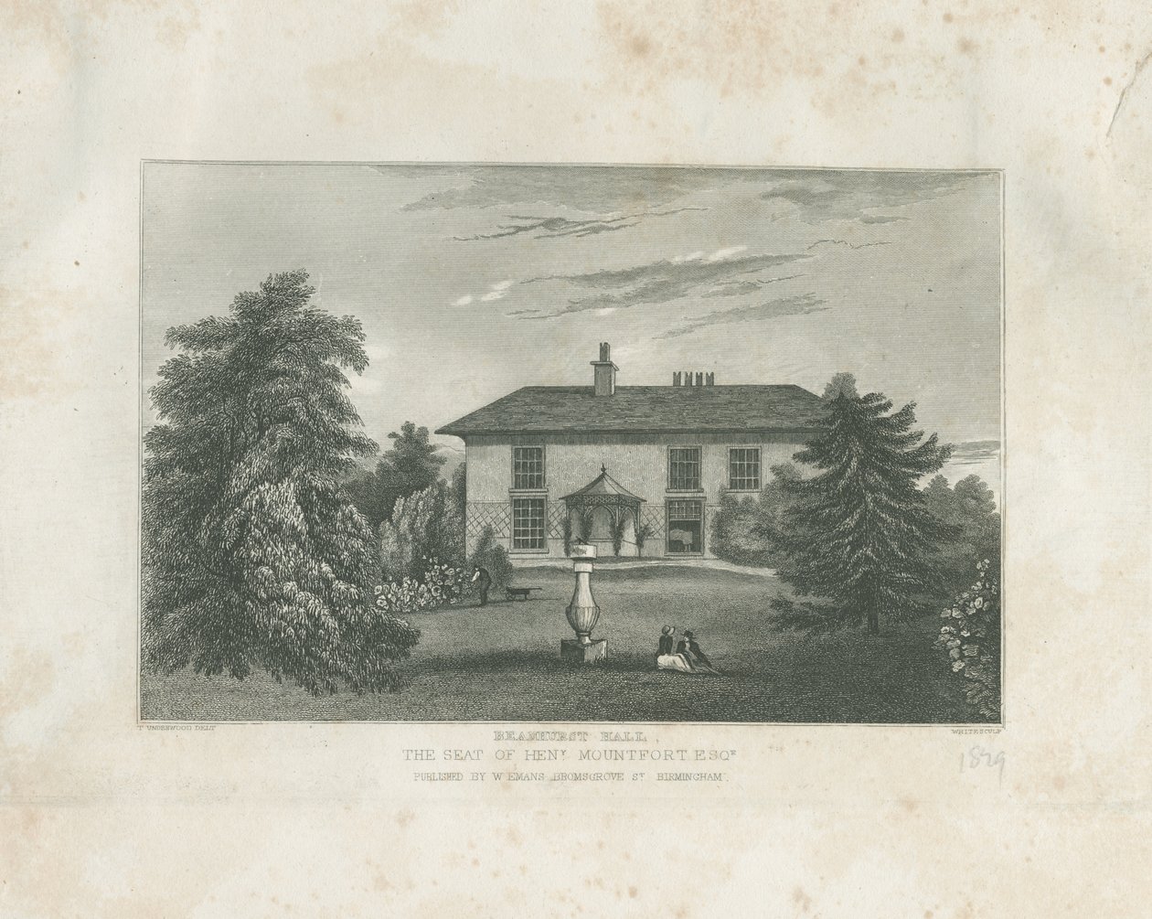 Checkley - Beauhurst Hall: نقش ، بدون تاريخ [1820-1830] (طباعة) بواسطة توماس (بعد) أندروود