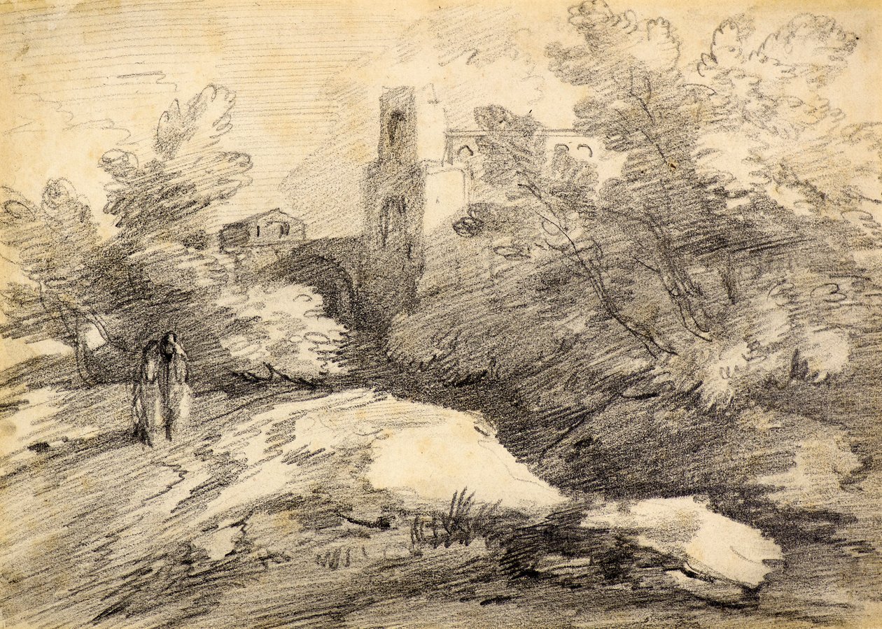 المناظر الطبيعية (قلم رصاص) بواسطة توماس (Attr. To) Gainsborough