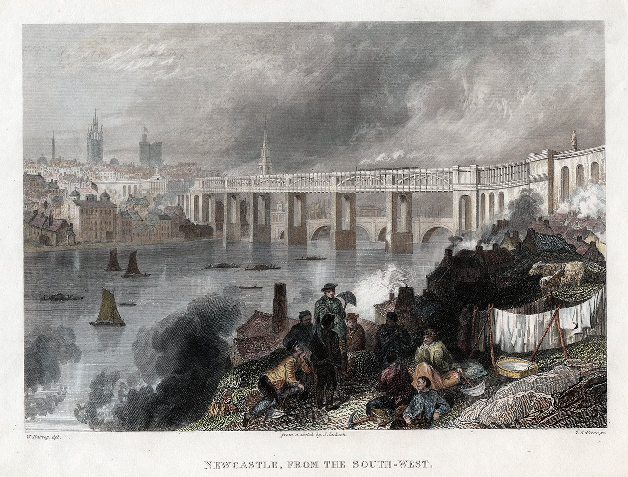 جسر عالي المستوى فوق تاين في نيوكاسل ، 1849 بواسطة توماس أبييل بريور