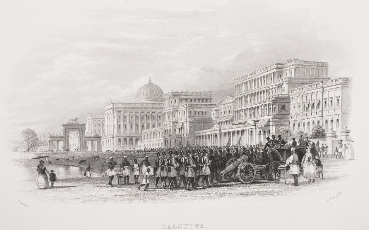 كالكوتا ، ال Esplanade ، نقشها E. Radclyffe ، من "معرض الصور التاريخية" ، تم نشره عام 1880 بواسطة توماس ألوم