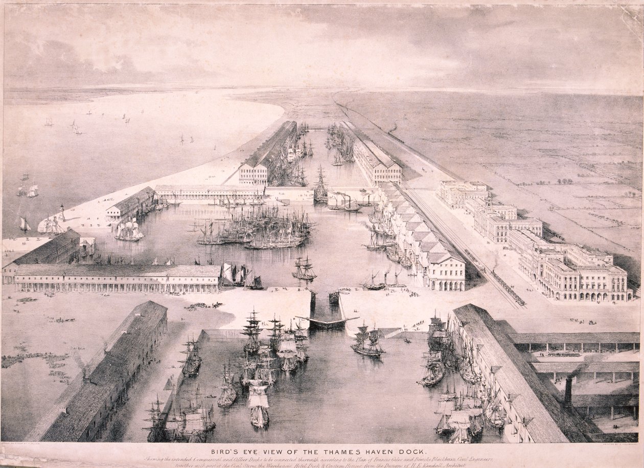 Thames Haven Dock ، لندن ، c1830 بواسطة توماس ألوم