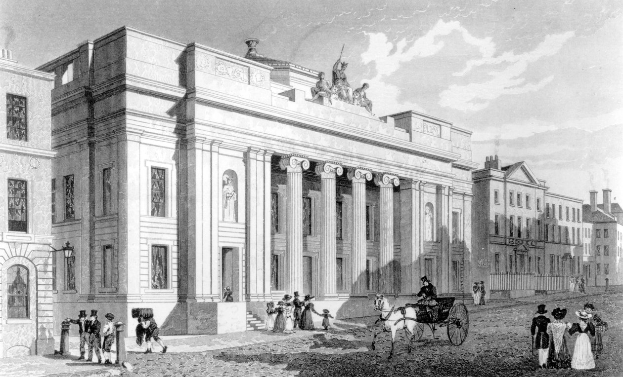 قاعة المدينة ، مانشستر ، محفورة بقلم ريتشارد وينكلز ، 1829 بواسطة توماس ألوم