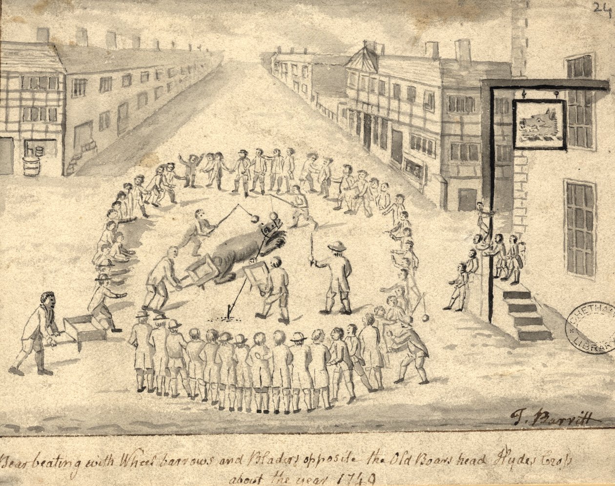 طعم الدب ، مانشستر ، 1819 (قلم وحبر وغسل على ورق) بواسطة توماس باريت