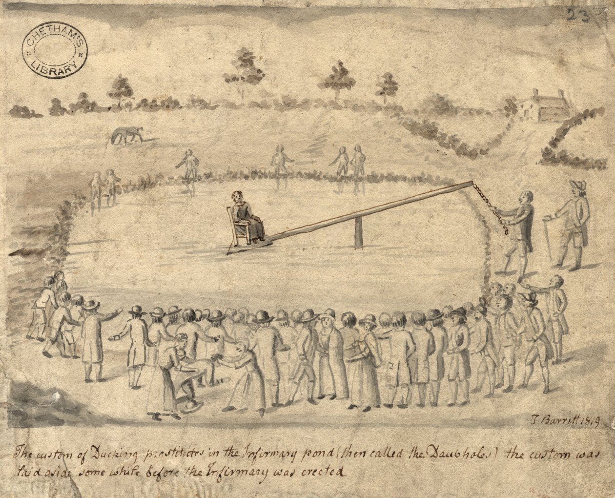 عاهرات البط ، مانشستر ، 1819 (قلم وحبر وغسل على ورق) بواسطة توماس باريت