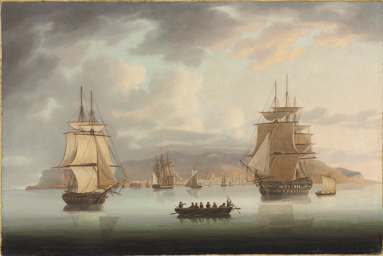 فونشال رودستيد ، HMS Blenheim مع السلوقي و Harrier Outward Bound ، 1805 بواسطة توماس بتروورث