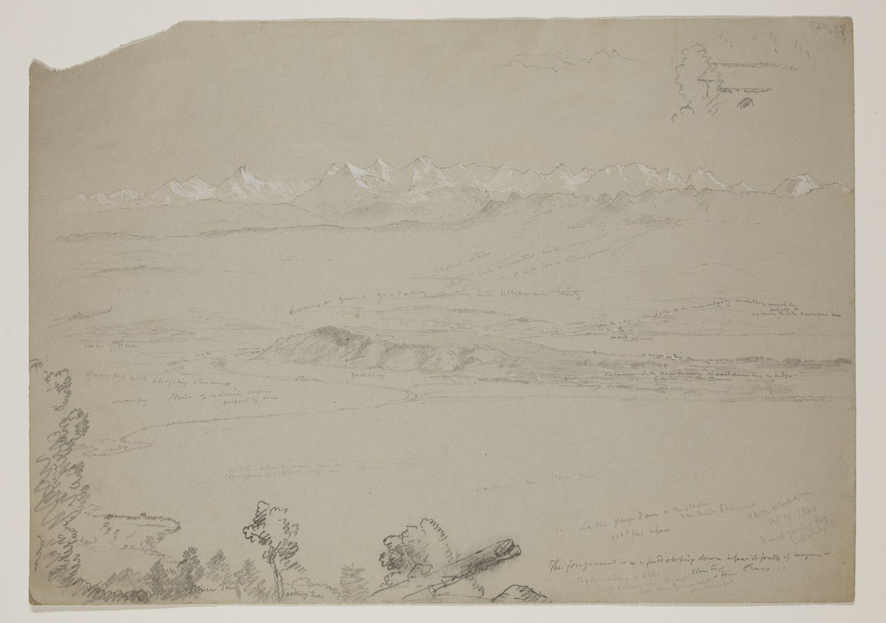 بحيرة Yverdon أو Neuchatel من Hill Chaumont ، سويسرا ، 1841 (قلم رصاص مرتفع مع الغواش على الورق) بواسطة توماس كول