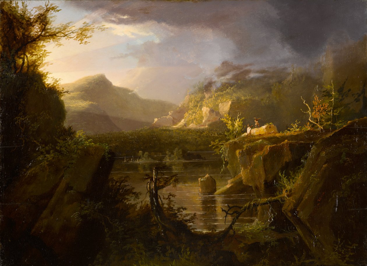 منظر رومانسي ، c.1826 (زيت على لوح خشبي) بواسطة توماس كول