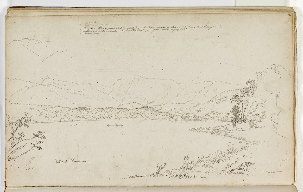 رأس ويندرمير ، مقاطعة ليك ، إنجلترا ، 1829 (قلم وحبر فوق قلم رصاص على ورق) بواسطة توماس كول