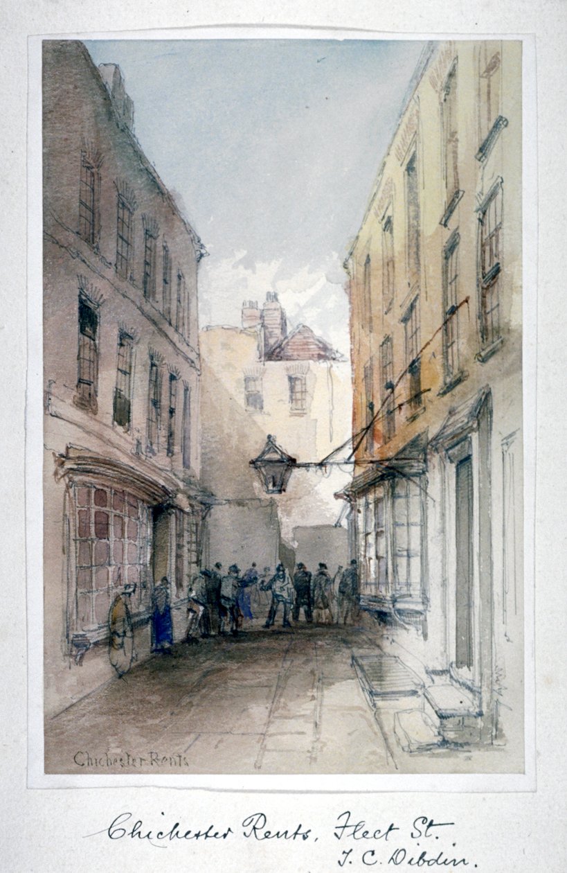 المنظر في Chichester Rents، Fleet Street، City of London، c1850. بواسطة توماس كولمان ديبدين