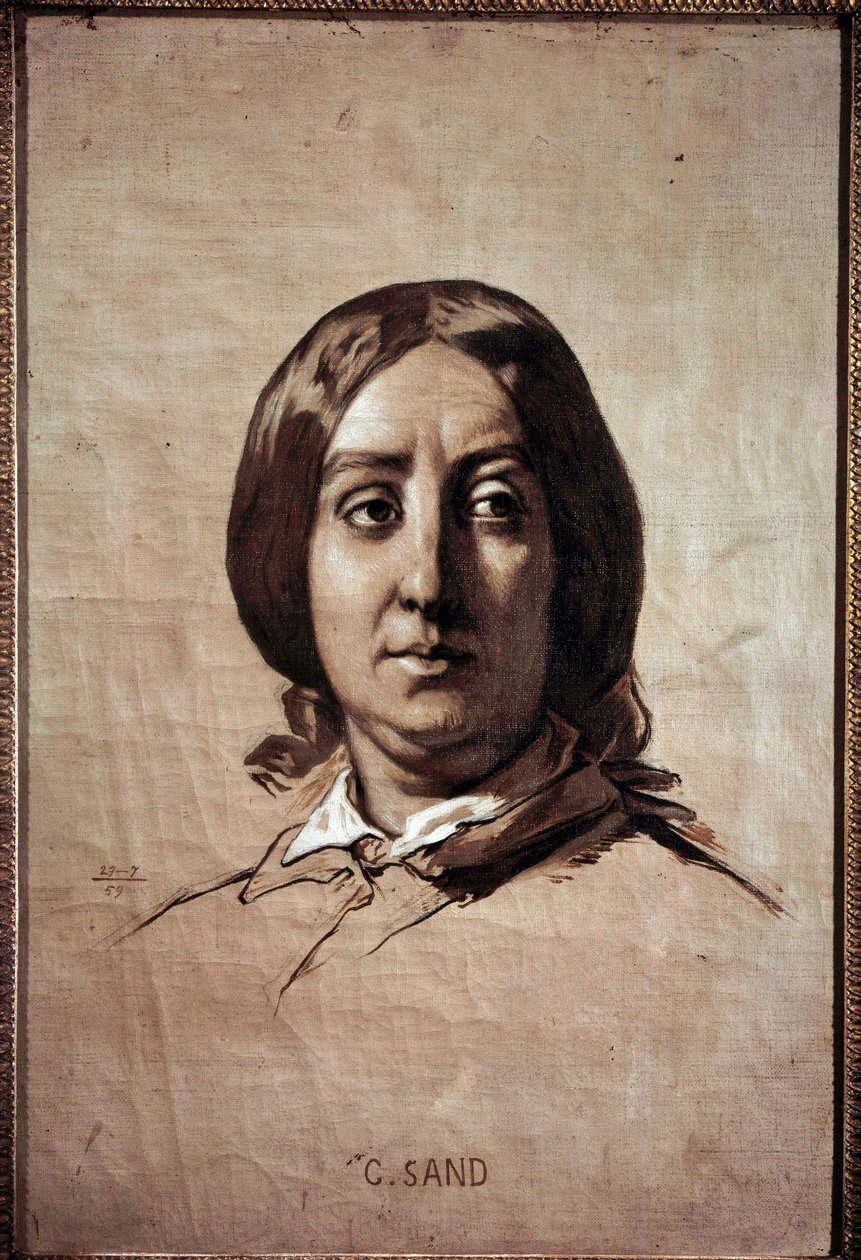 صورة لجورج ساند (1804-1876) (أورور دوبين ، بارون دوديفانت) الكاتب الفرنسي رسم توماس كوتور (1815-1879) 1859 صن. 0.61x0.4 م فرساي ، متحف القلعة بواسطة توماس كوتور