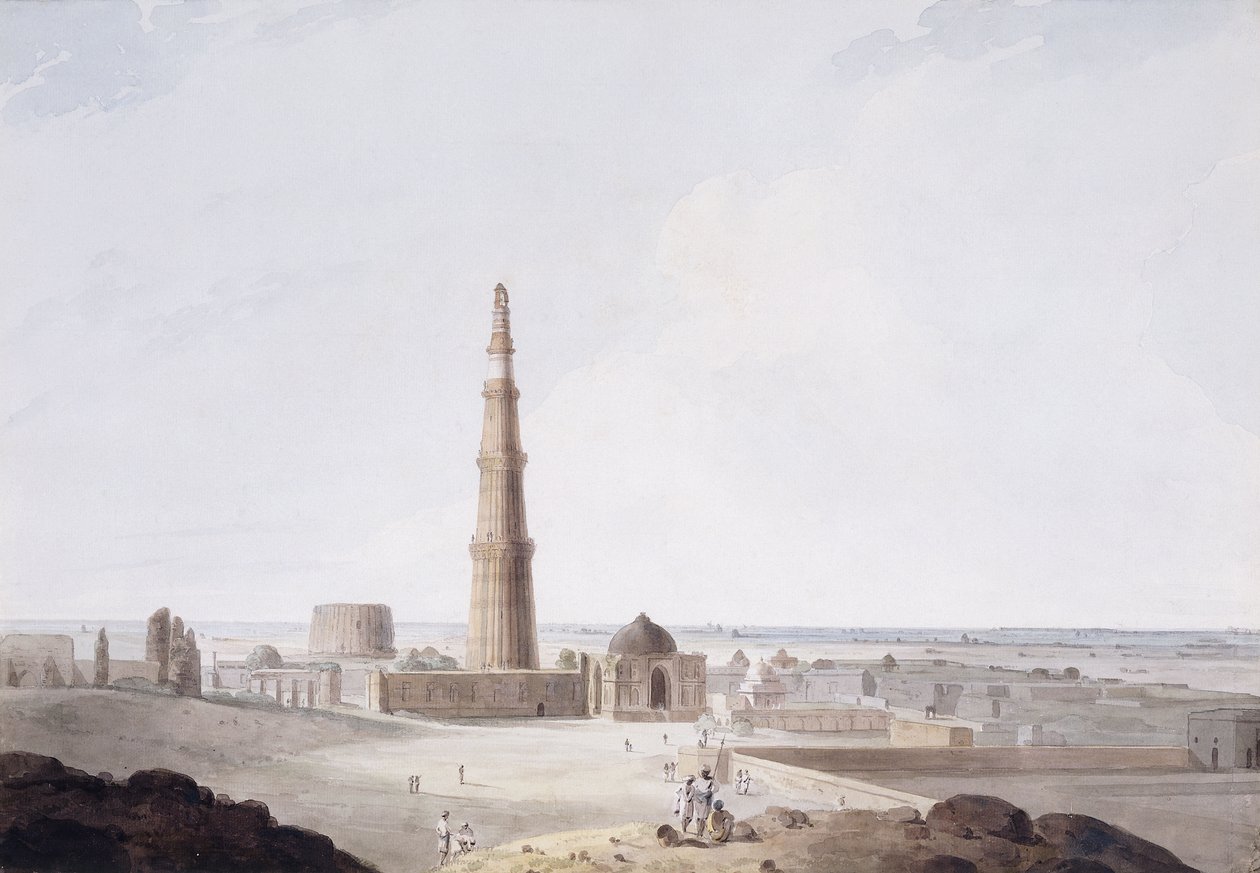 قطب مينار ، دلهي ، ج. 1789 بواسطة توماس دانييل