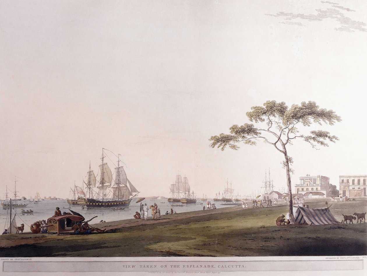 منظر تم التقاطه على Esplanade ، كالكوتا ، 1797 بواسطة توماس دانييل