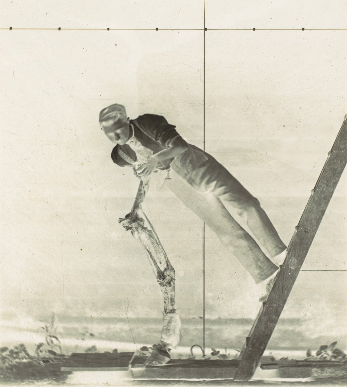 رجل على سلم مع ساق حصان متشرد ، 1880. بواسطة توماس إيكنز