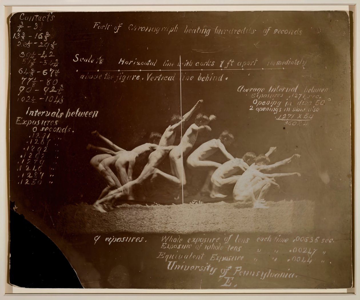 صور Marey Wheel لنموذج مجهول ، مع تدوينات Eadweard Muybridge ، 1884. بواسطة توماس إيكنز
