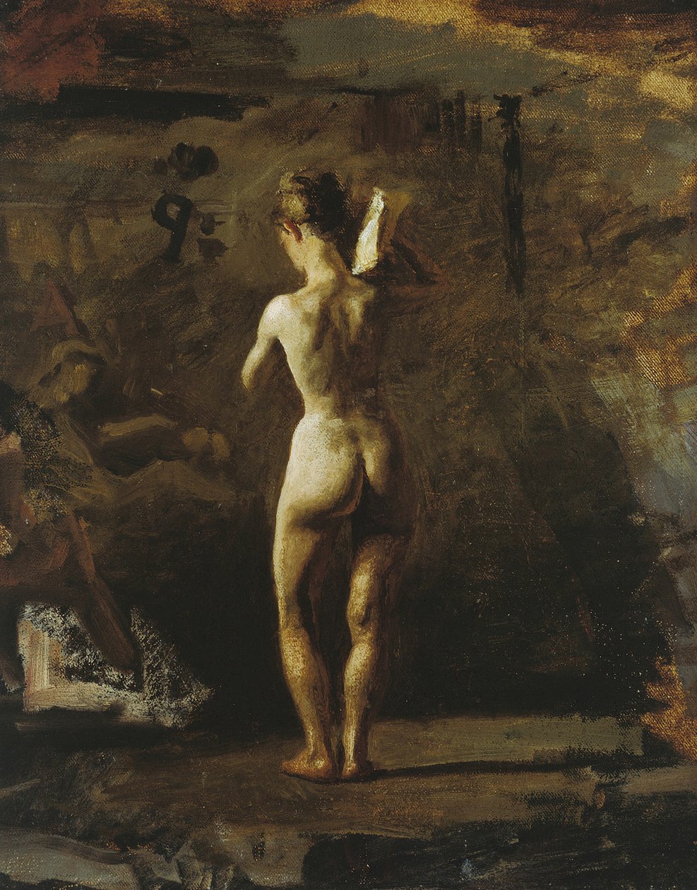 دراسة لـ William Rush Carving شكله المجازي لنهر Schuylkill ، 187677. بواسطة توماس إيكنز