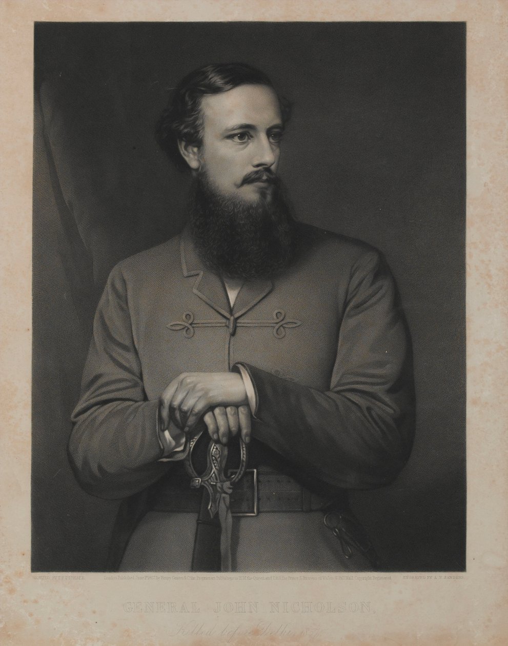 الجنرال جون نيكلسون ، منقوش بواسطة AN Saunders ، نشرته شركة Henry Graves und Co. ، لندن ، 1 يونيو 1867 (نقش طريقة مختلطة) بواسطة توماس فرانسيس ديكسي