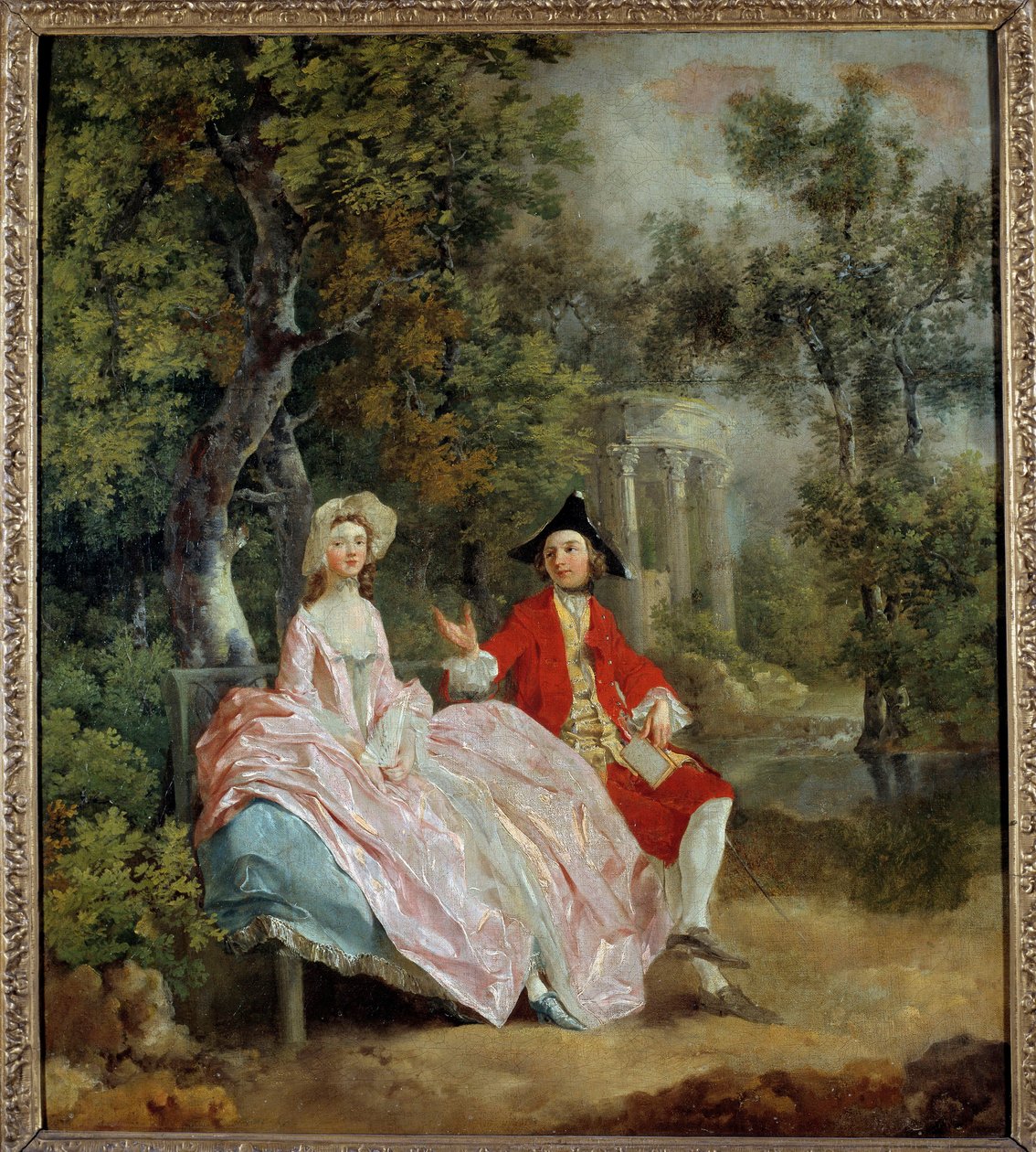 محادثة في حديقة: توماس جينزبورو وزوجته مارغريت لوحة لتوماس جينزبورو (1727-1788) 1746 صن. 0،73 × 0،68 م - محادثة في الحديقة: توماس جينزبورو وعروسه مارغريت. لوحة توماس جينزبورو (1727-1788) بواسطة توماس غينزبورو