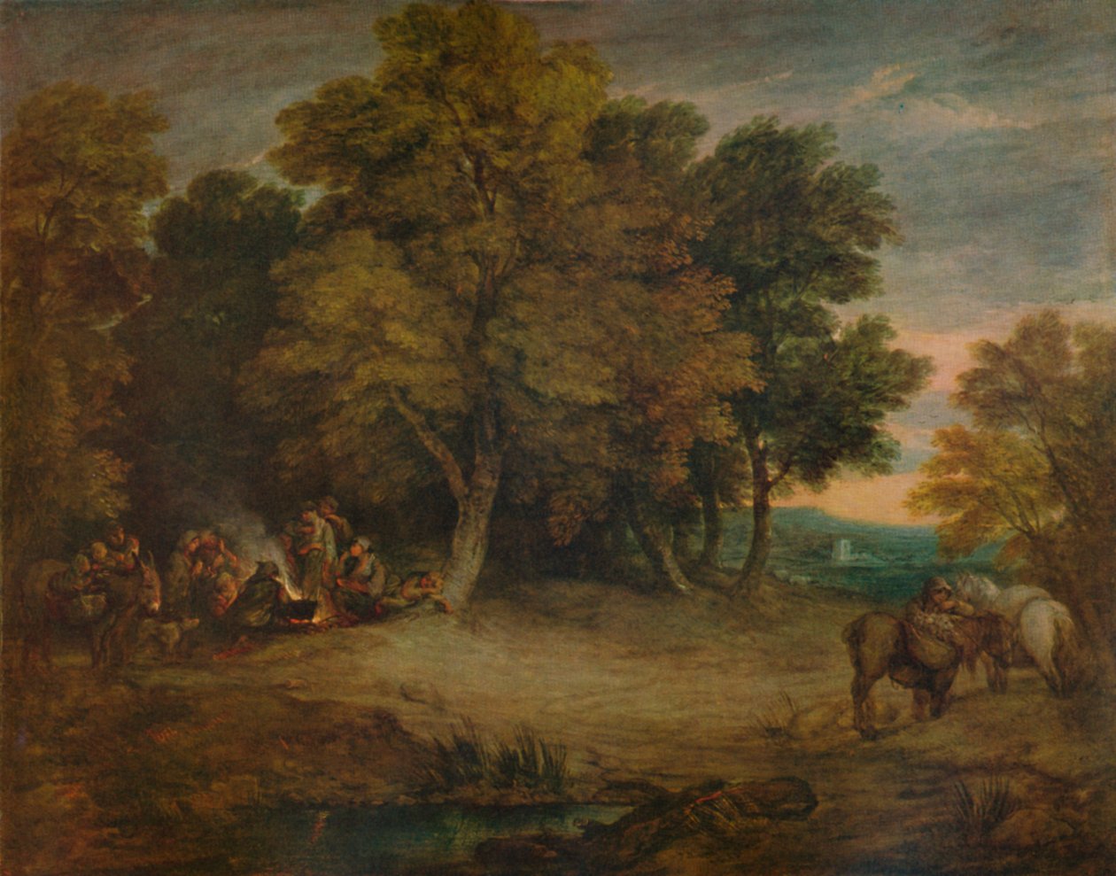 مخيم الغجري: الغروب ، c1758 ، 1935 بواسطة توماس غينزبورو