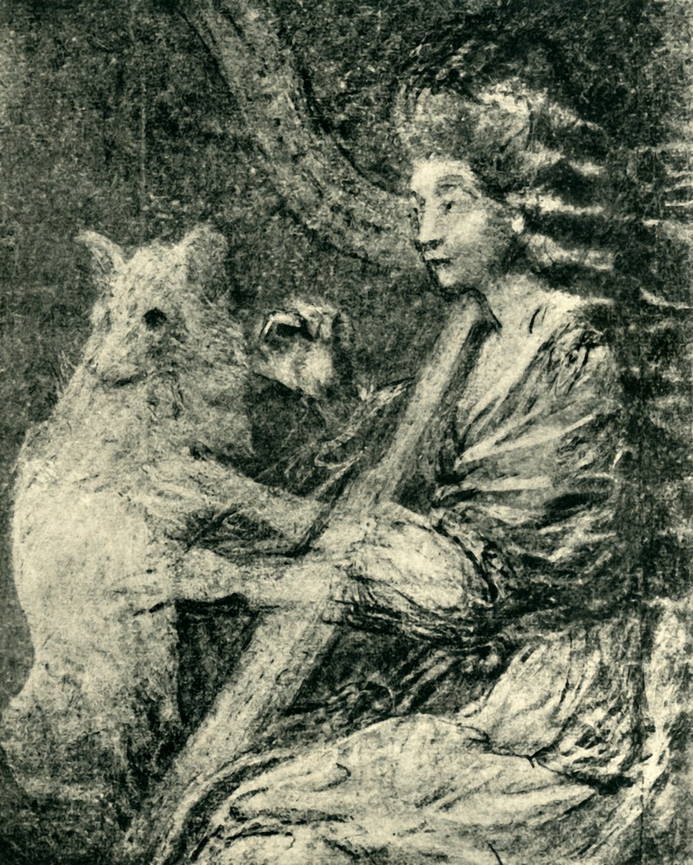 Harpist and dog، c1778، 1943. بواسطة توماس غينزبورو